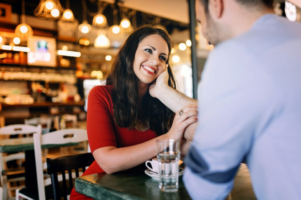 Couple dating in restaurant